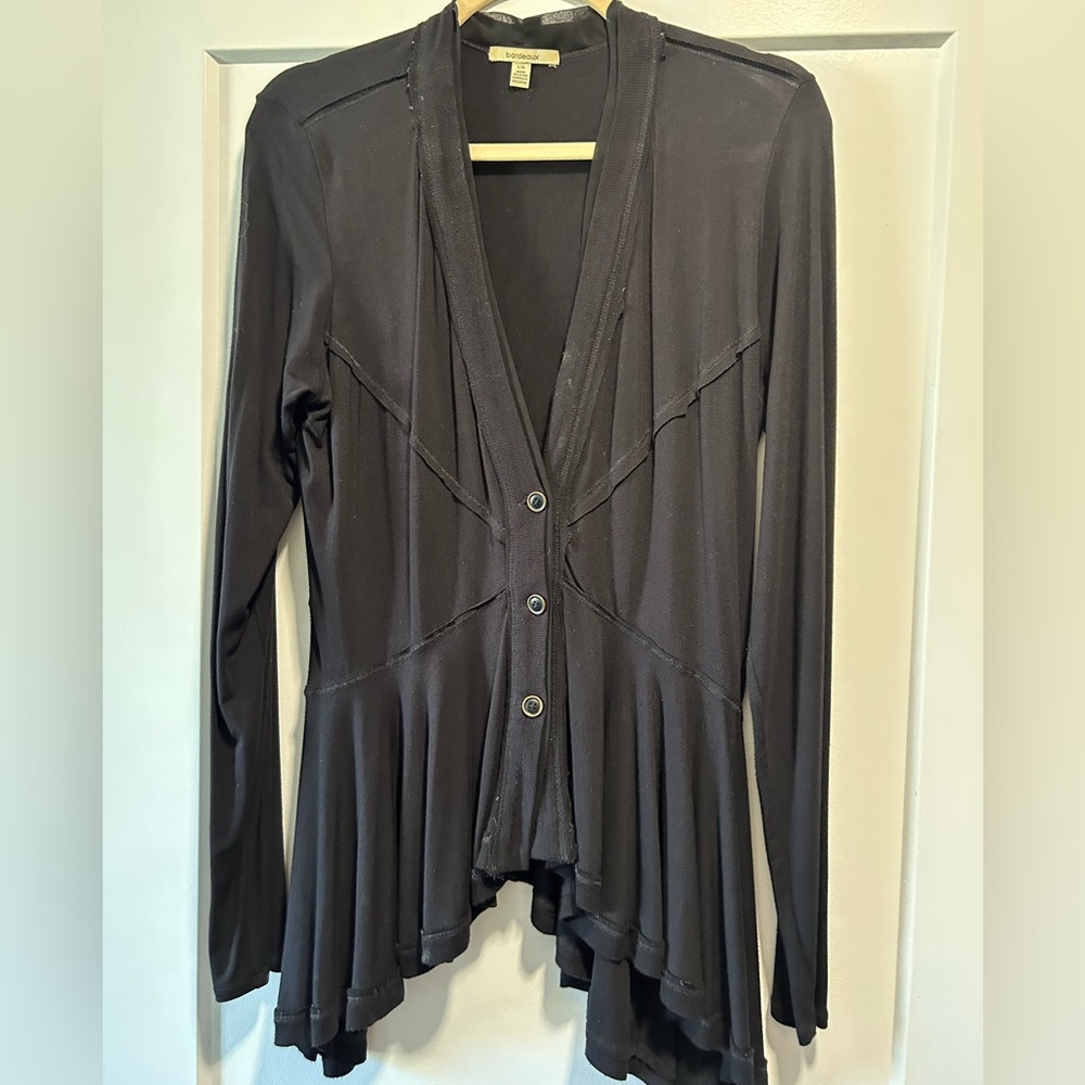 Anthropologie Bordeaux black cardigan Large